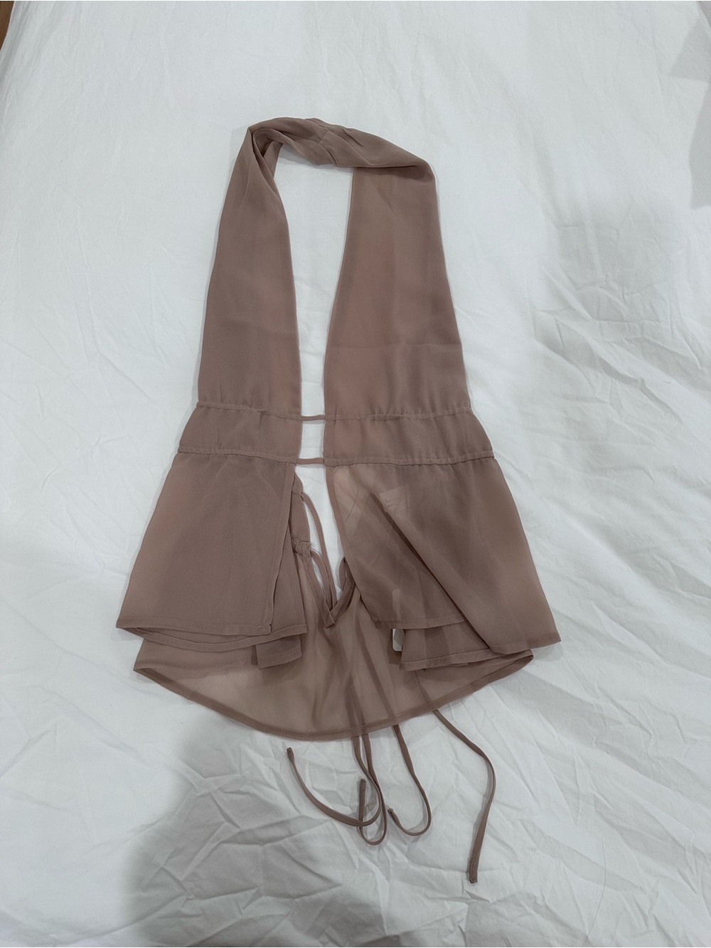 NWT Sheer Halter Wrap Tank Top in Taupe